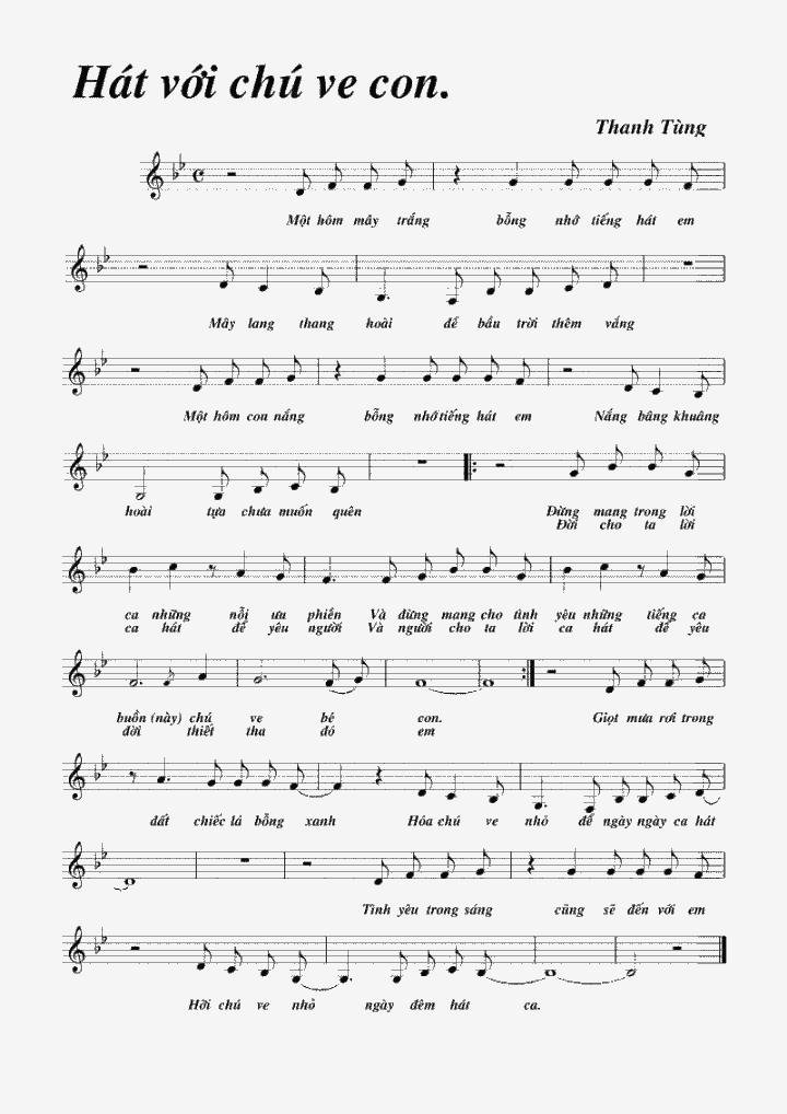 Sheet nhạc Hát Với Chú Ve Con